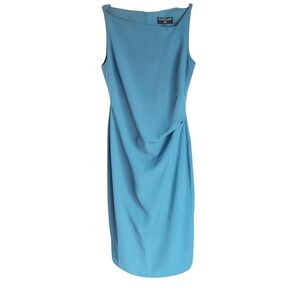 NWT FEW MODA Transformative Teal Cocktail Maxi Dress Size M Ruched Side Sheath